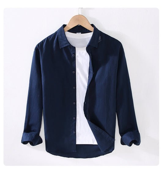 Camisa Manga Larga Hombre Algodón y Lino - Primavera y Verano - Image 26