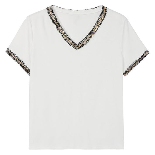 Blusa Suelta de Verano para Mujer con Cuello en V y Detalles Deshilachados - Image 5