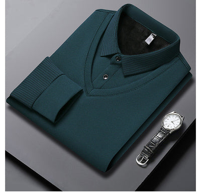 Playera Casual de Negocios con Efecto Dos Piezas y Mangas Rayadas - Image 15