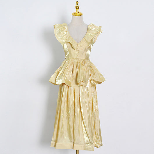 Vestido Midi con Costuras Irregulares y Cintura Definida - Image 5