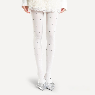 Pantimedias Transparentes Estilo Japonés con Lunares Blancos