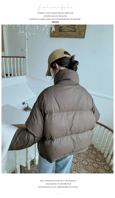 Chaqueta Acolchada Corta con Cuello Alto Estilo Americano para Mujer - Image 26