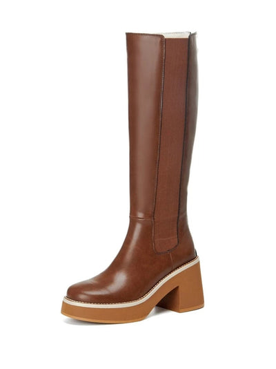 Botas de Cuero Genuino con Tacón Grueso y Suela Reforzada