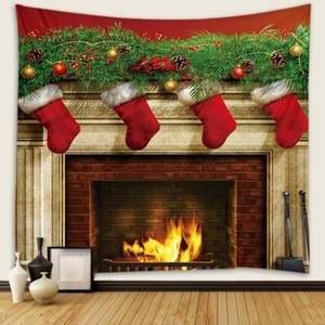 Tapiz Navideño con Flores para Chimenea y Dormitorio