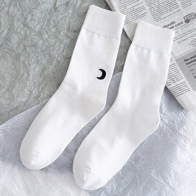 Calcetines JK Estilo Coreano Estrellas y Luna - Calcetines Altos de Color Puro - Image 8