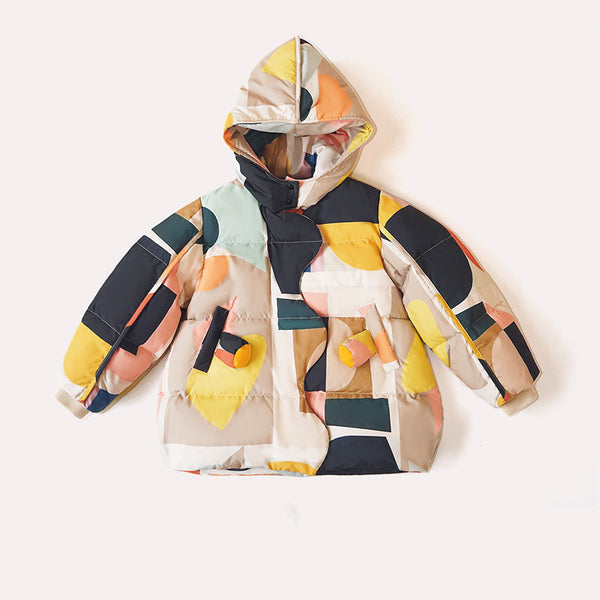 Chaqueta Acolchada de Plumón con Estampado - Corte Medio