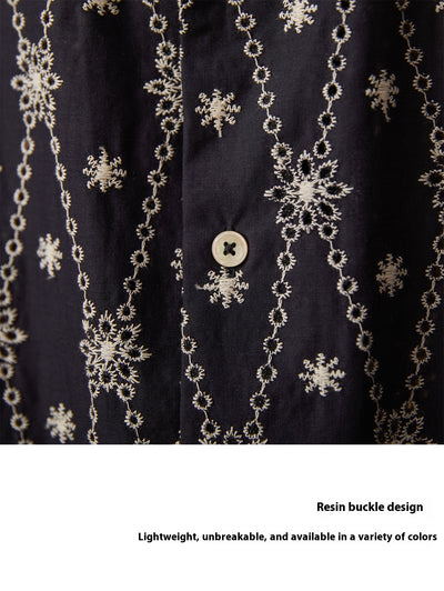 Camisa Suelta de Algodón Puro con Cuello Cubano y Bordado Festivo - Image 7