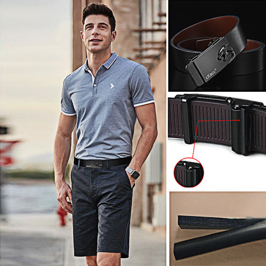Cinturón de Cuero para Hombre con Hebilla Automática sin Agujeros - Image 8