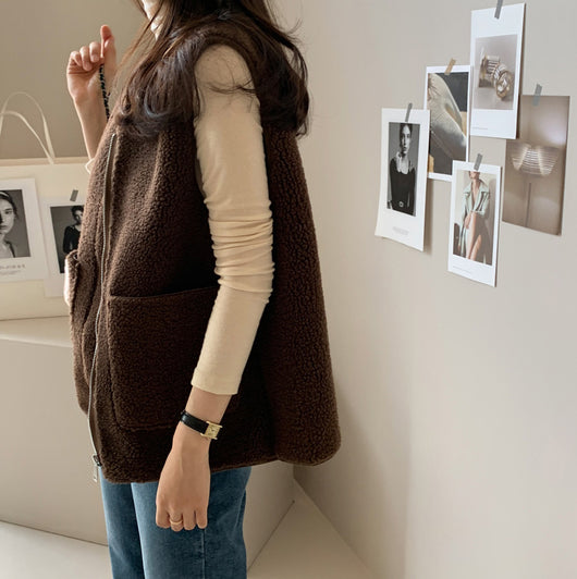 Chaleco Chaqueta de Lana de Cordero para Mujer - Image 6