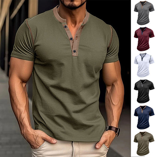 Polo Clásico de Manga Corta con Cuello V - Camiseta Fresca para Hombre