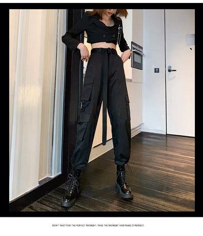 Pantalones Casuales Rectos de Cintura Alta con Cordón en Poliéster para Mujer - Image 8