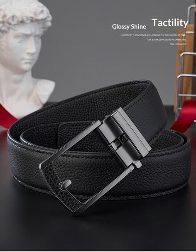 Cinturón de Cuero para Hombre con Hebilla Automática y Textura Grabada - Image 10