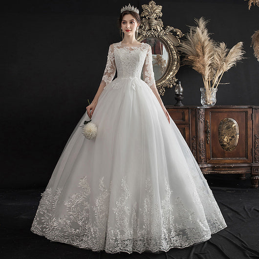 Vestido de Novia Asimétrico con Encaje y Manga Slim - Image 9