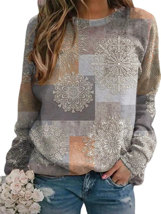 Sudadera Mujer Bloques de Color Cuello Redondo Manga Larga - Image 7