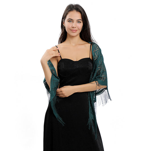 Vestido de Noche con Capa de Encaje y Escote Triangular - Image 23