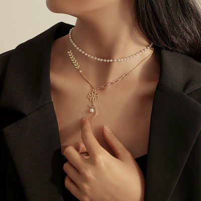 Collar Personalizado de Perla con Dije de Espiga Doble Capa - Diseño Minimalista - Image 7