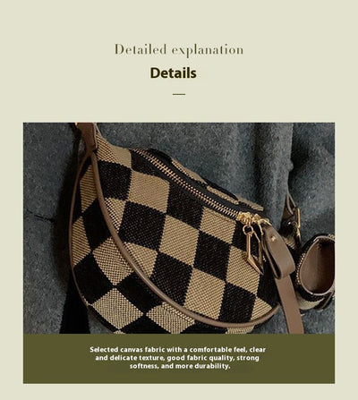 Bolsa Crossbody de Cuadros Escoceses Estilo Occidental Multiusos - Image 8