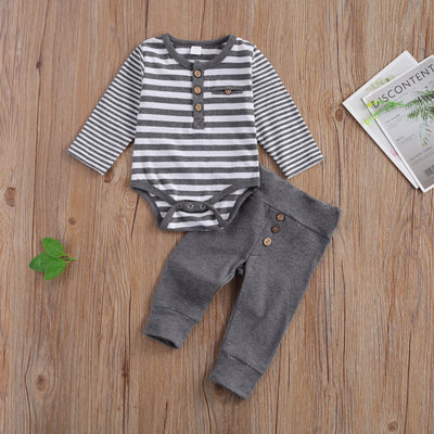 Jumpsuit Casual de Rayas con Cuello Redondo y Botones - Image 5