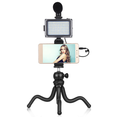 Kit Profesional de Transmisión en Vivo con Trípode Octopus, Luz de Relleno y Micrófono - Image 10