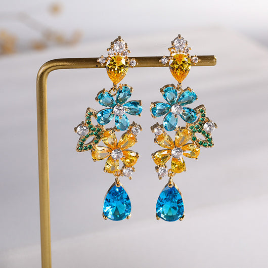 Aretes de Zircón Flor Gota de Agua Mariposa Multicolor - Image 10