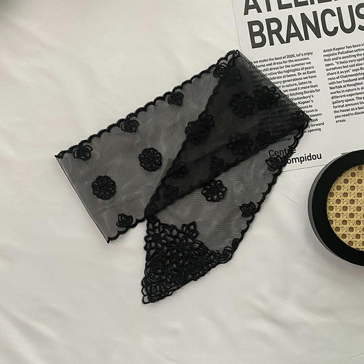 Pañuelo de Seda Bordado con Encaje - Cinta para Cabello Elegante - Image 14