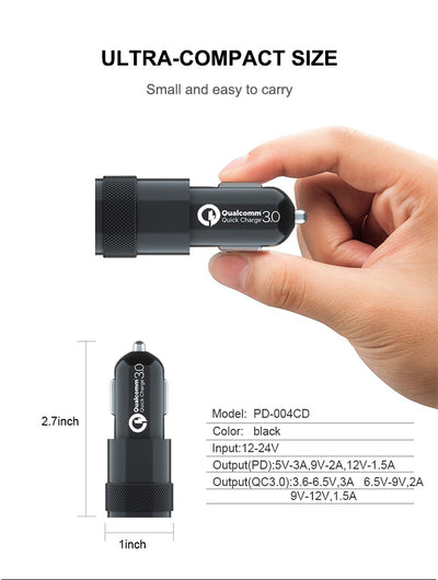 Cargador Dual USB-C PD de Aluminio para Auto - Image 7