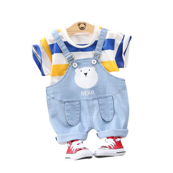 Camiseta Infantil a Rayas de Manga Corta para Verano