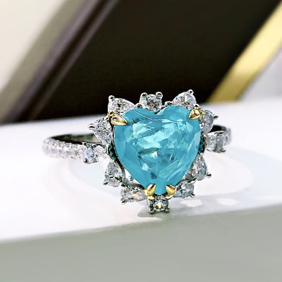 Anillo Corazón Paraíba Europeo Americano para Mujer - Image 10