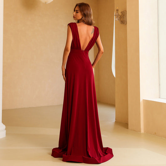 Vestido de Noche Escote V Profundo Largo Elegante para Eventos - Image 5