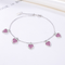 Pulsera de Plata 925 Corazón Circonita Púrpura Ajustable