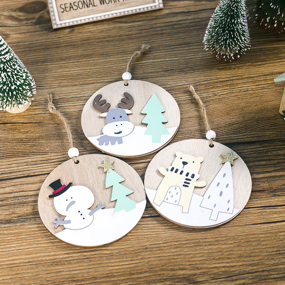 Adorno Navideño de Madera Pintada - Colgante Decorativo