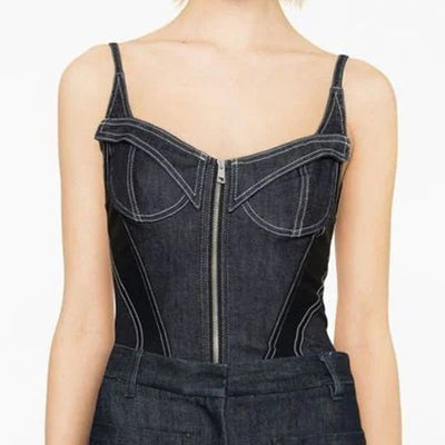 Enterizo Denim Sin Mangas Ajustado para Mujer