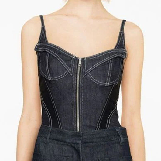Enterizo Denim Sin Mangas Ajustado para Mujer