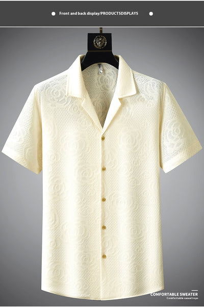 Camisa Jacquard Tejida Premium para Hombre, Manga Corta - Image 24