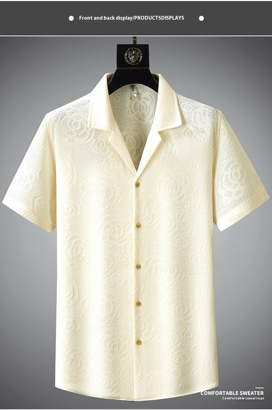 Camisa Jacquard Tejida Premium para Hombre, Manga Corta - Image 24