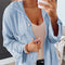 Blusa Tejida Suelta de Manga Larga en Color Sólido - Comodidad y Estilo