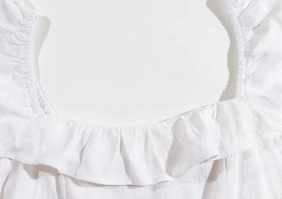 Vestido Blanco Ajustado con Cuello Volante - Image 8