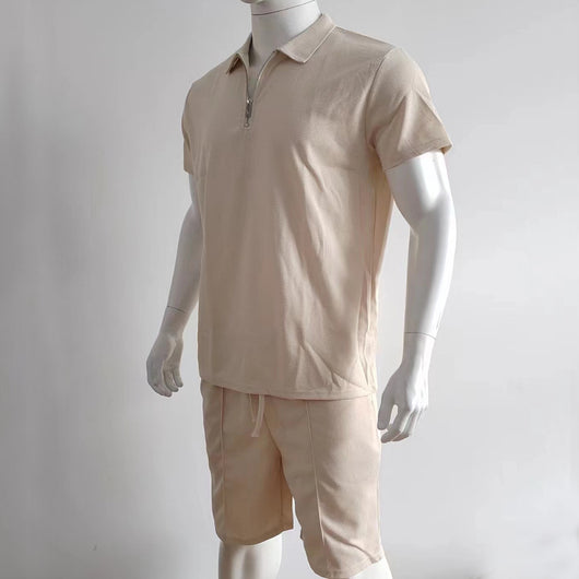 Conjunto Casual de Dos Piezas en Waffle para Hombre - Playera y Shorts con Cremallera - Image 23