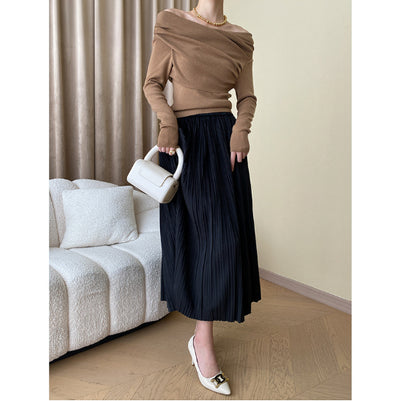 Blusa de Punto Asimétrica Estilo Francés con Hombros Descubiertos - Image 10
