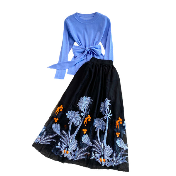 Conjunto Falda y Blusa Hada - Cintura Alta, Largo Sobre la Rodilla