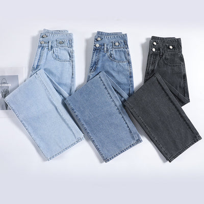 Jeans Rectos Cintura Alta Doble Botonadura para Mujer - Image 10