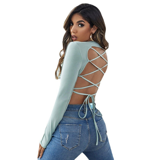 Top Anudado para Mujer con Cuello Redondo y Manga Larga - Image 5