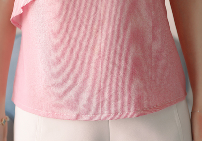 Blusa Chifón Manga Corta con Malla y Volantes - Image 9