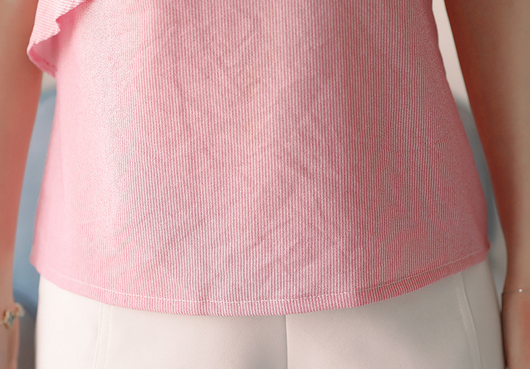 Blusa Chifón Manga Corta con Malla y Volantes - Image 9