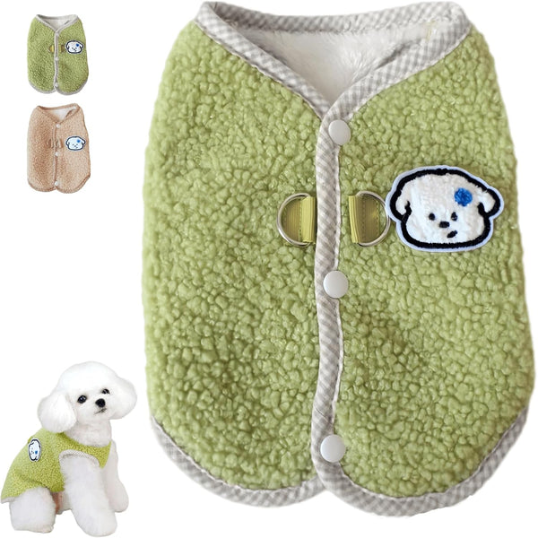 Chaleco Térmico de Forro Coral para Perros y Gatos - Abrigo de Invierno con Argolla para Correa