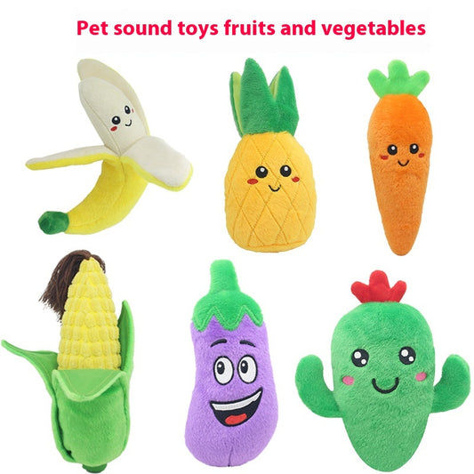 Juguete Interactivo de Peluche con Sonido - Frutas y Verduras para Perros y Gatos