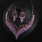 Full Rhinestone Purple Clavicle Necklace Earrings Set Dress