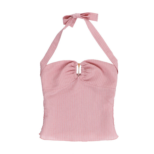 Camiseta Halter Escotada de Color Liso - Image 11