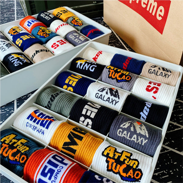 Calcetines Estilo Street con Letras Personalizadas