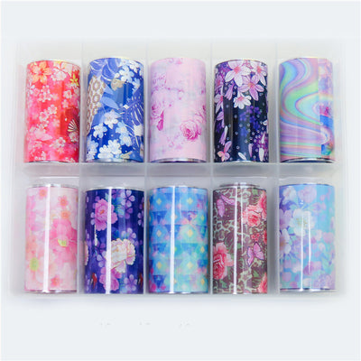 Stickers de Uñas con Transferencia Floral y Efecto Estrella - Image 9